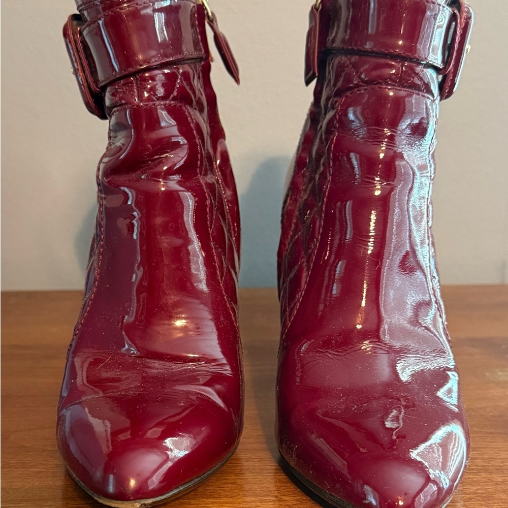 Burberry Burgundy Patent Leather  Boots